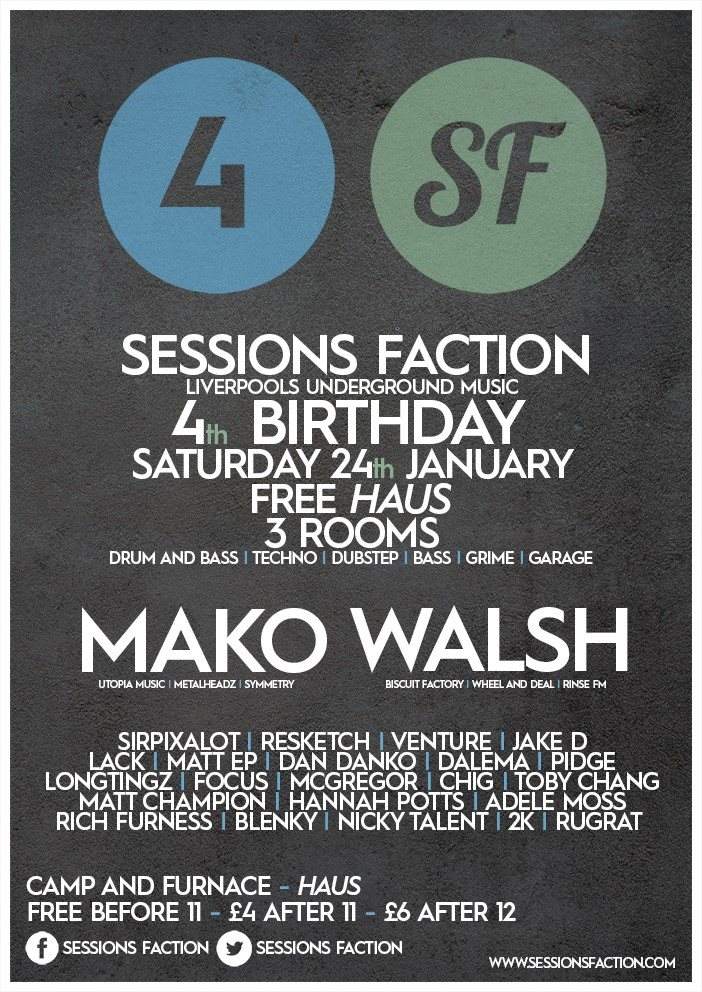 Sessions Faction's 4th Birthday - フライヤー表