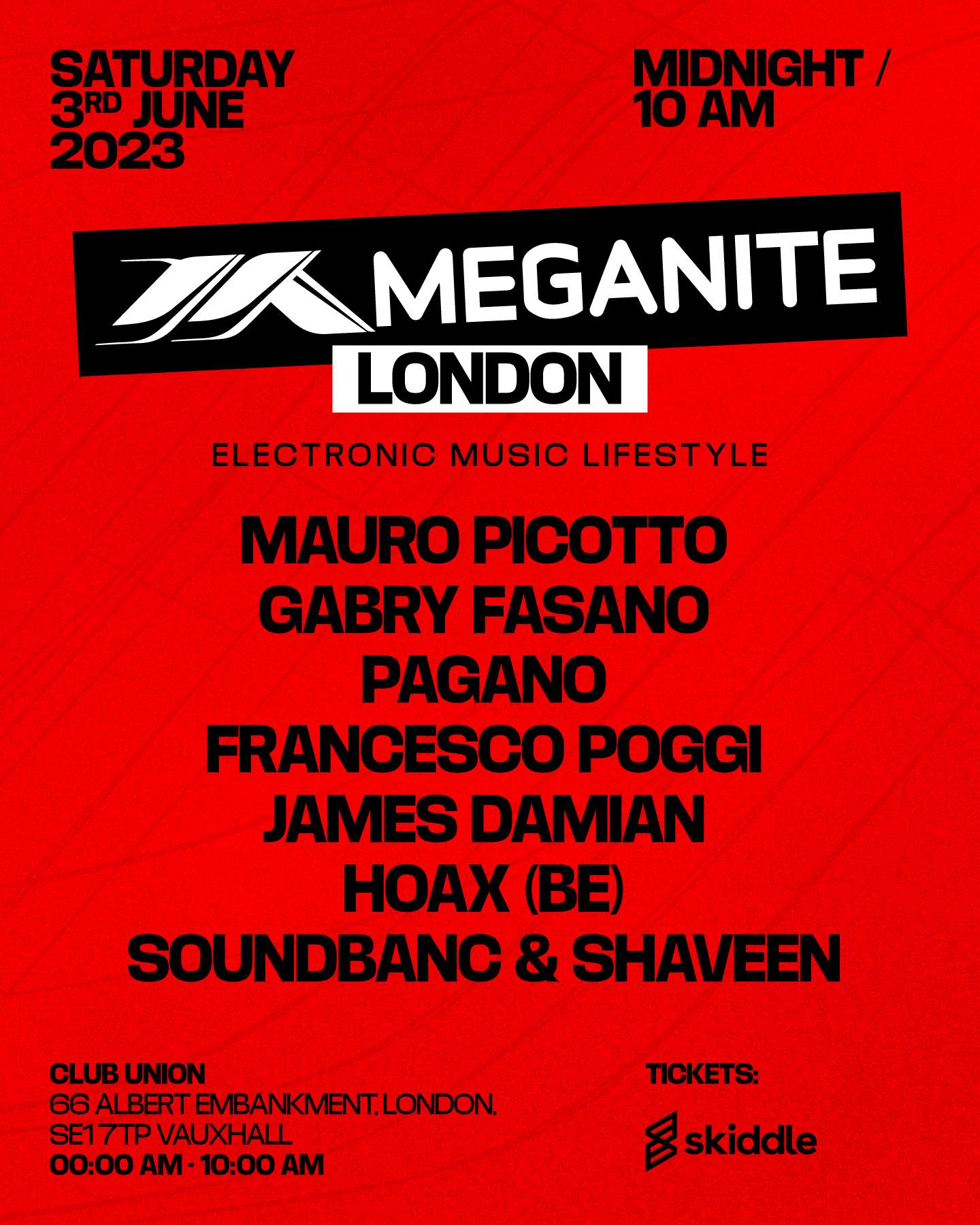 MEGANITE London feat: Mauro Picotto / Gabry Fasano / Pagano / Poggi / more - フライヤー裏