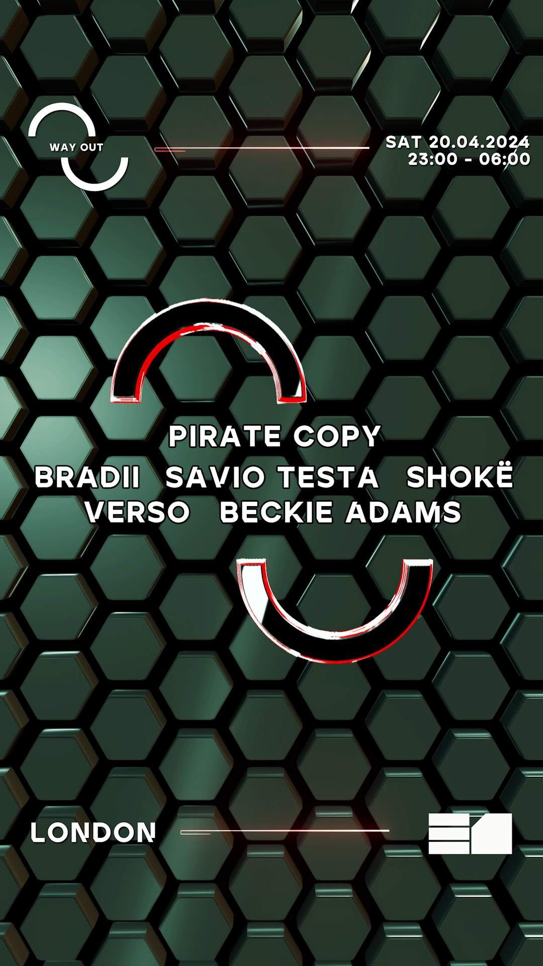 Way Out: Pirate Copy, BRADII & Savio Testa - フライヤー裏