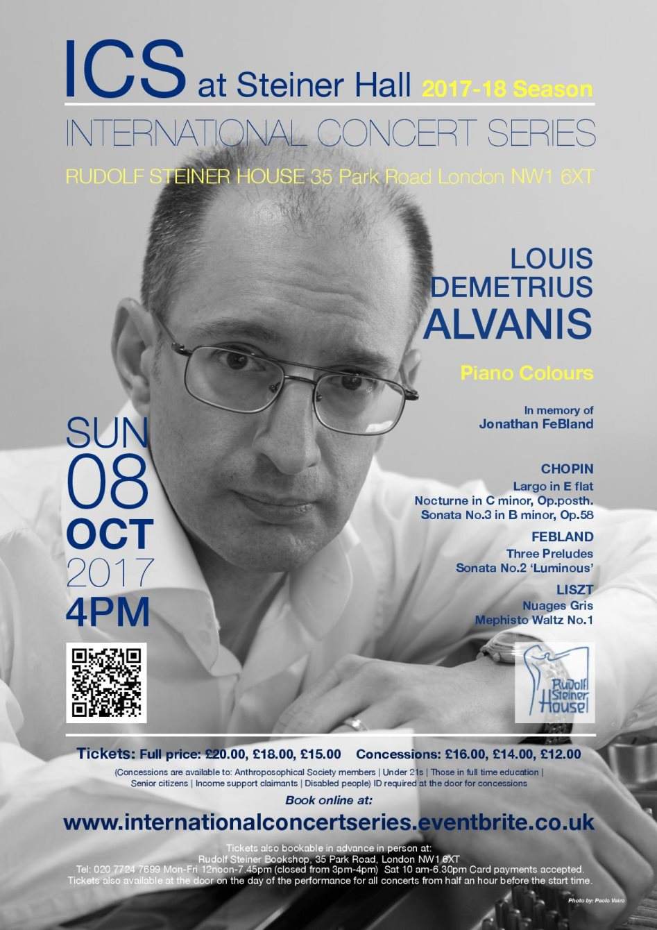Piano Colours' with Louis Demetrius Alvanis: In Memory of Jonathan Febland - フライヤー表