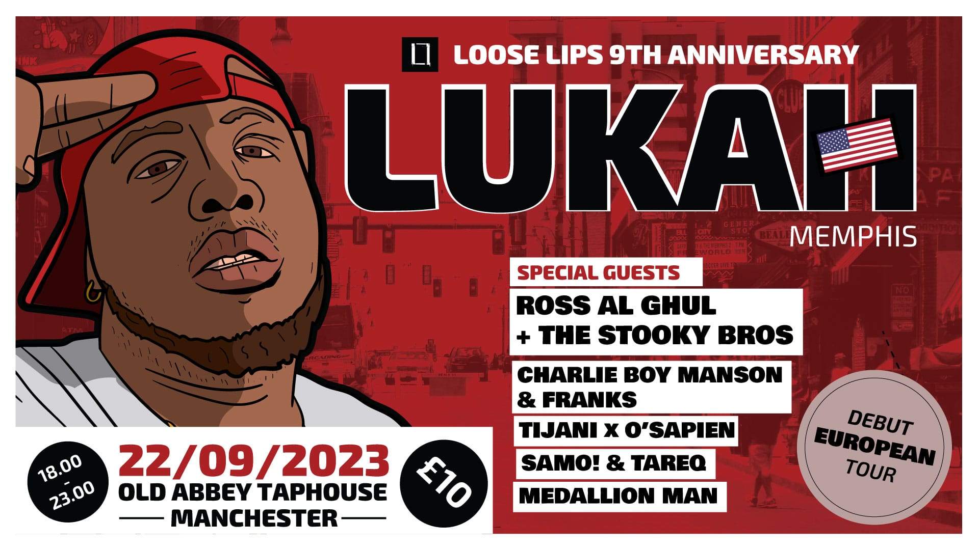 Loose Lips' 9th Anniversary in MCR - Lukah (UK Debut tour) + special guests - フライヤー裏