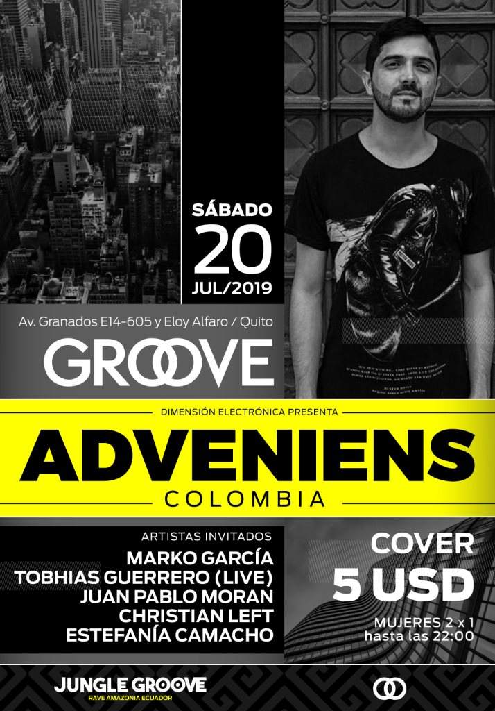 Adveniens at Groove Club, Quito - フライヤー表