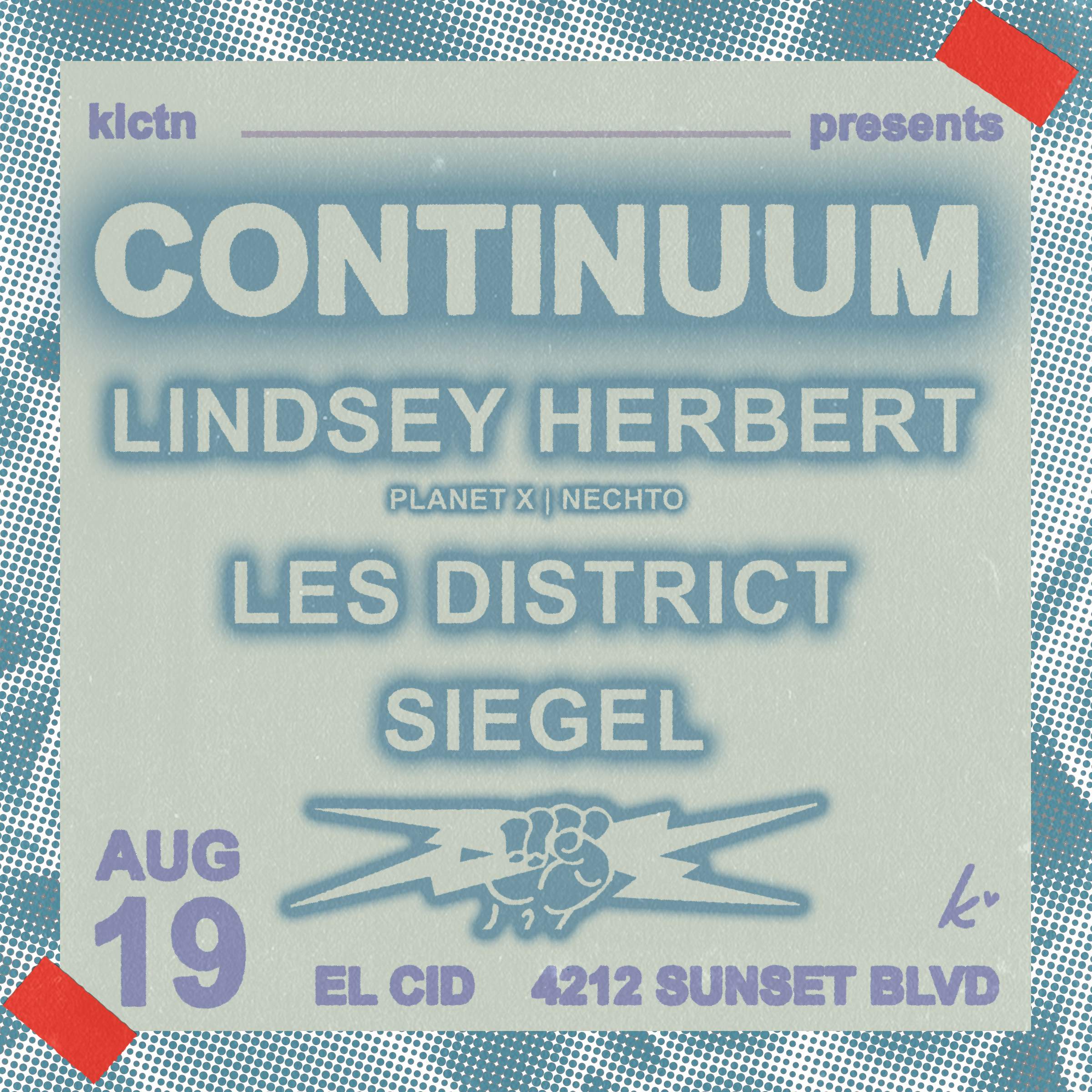 Continuum (Lindsey Herbert, Les District, Siegel) - Flyer front