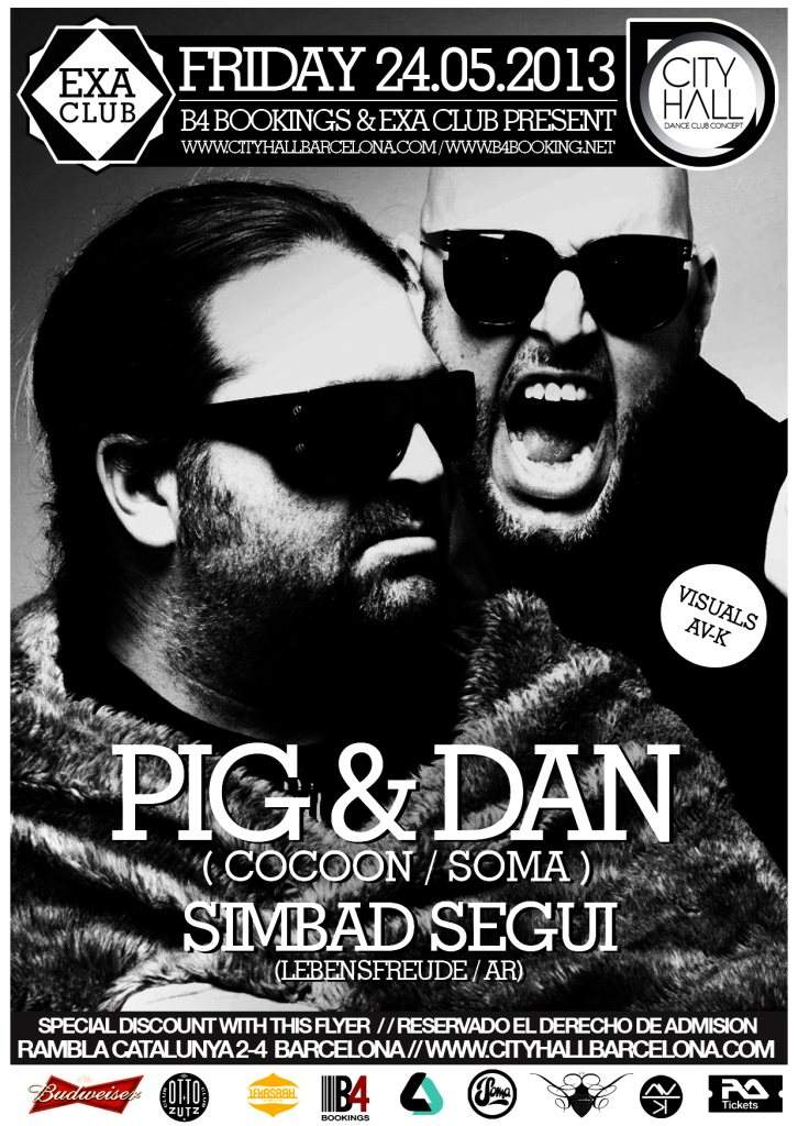 EXA Club & B4bookings present PIG & DAN + Simbad Segui - Página frontal