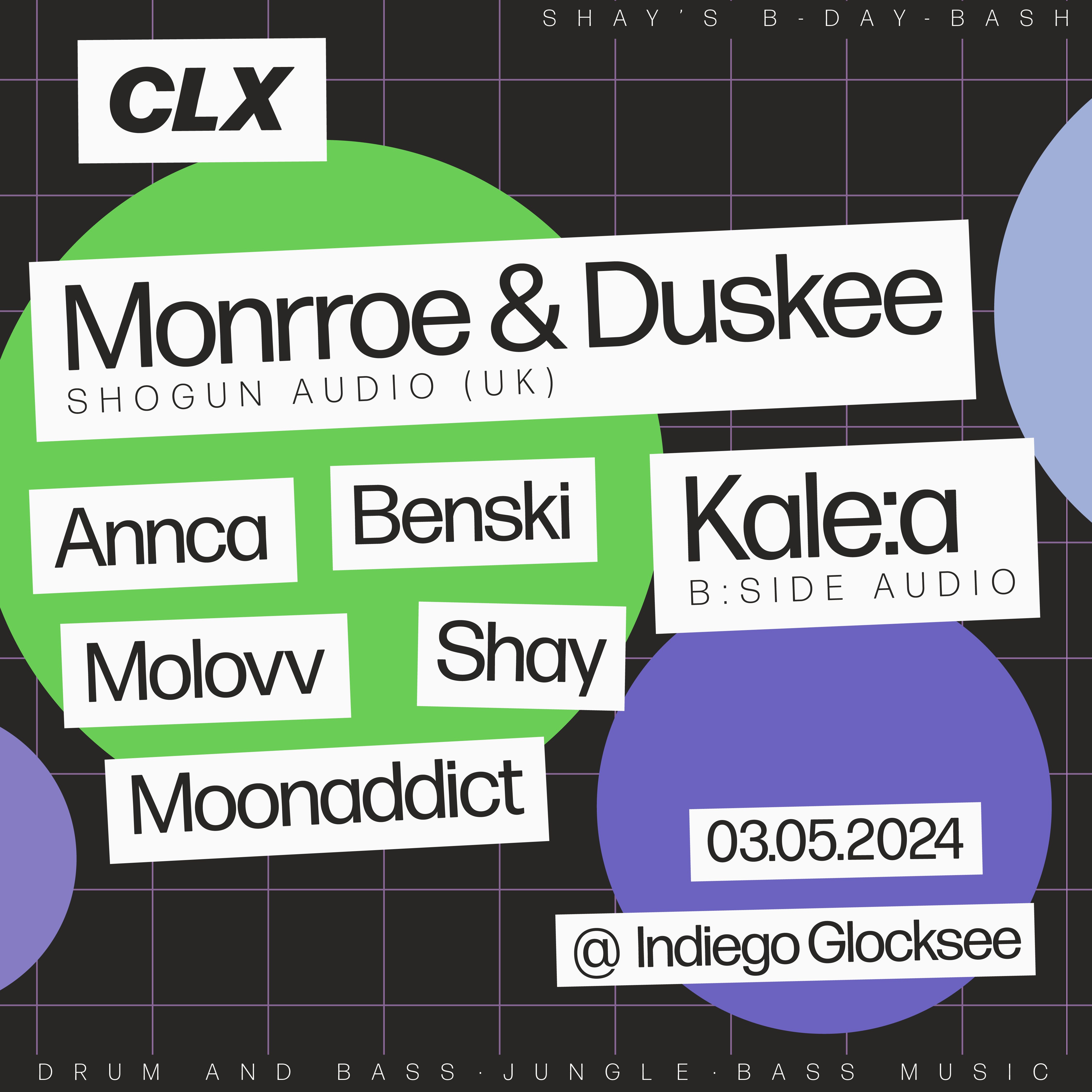 CLX with Monrroe & Duskee (Shogun Audio / UK) - フライヤー表