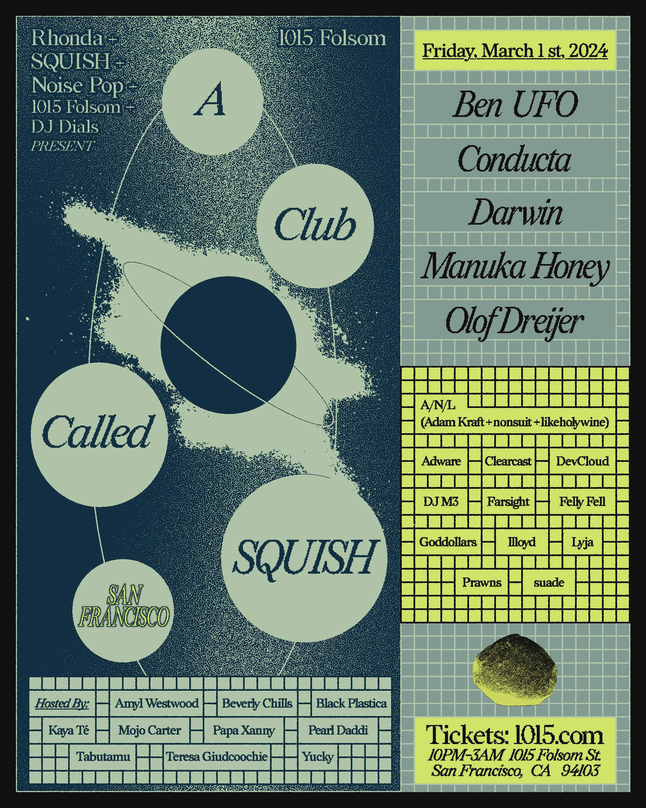 Rhonda presents: A Club Called SQUISH → Ben UFO, Conducta, Darwin, Manuka Honey, Olof Dreijer - Página frontal
