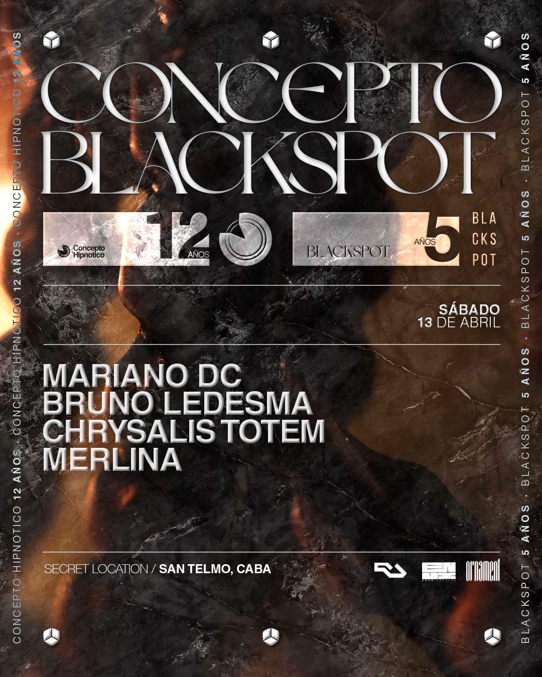 Concepto Blackspot: Mariano DC, Bruno Ledesma, Chrysalis Totem, Merlina (13/04 at San Telmo) - フライヤー表