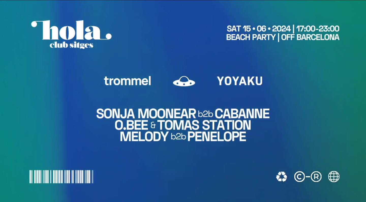 Yoyaku x Trommel On The Beach (OFF BCN) with Sonja Moonear b2b Cabanne, OBEE b2b Tomas Station - フライヤー表