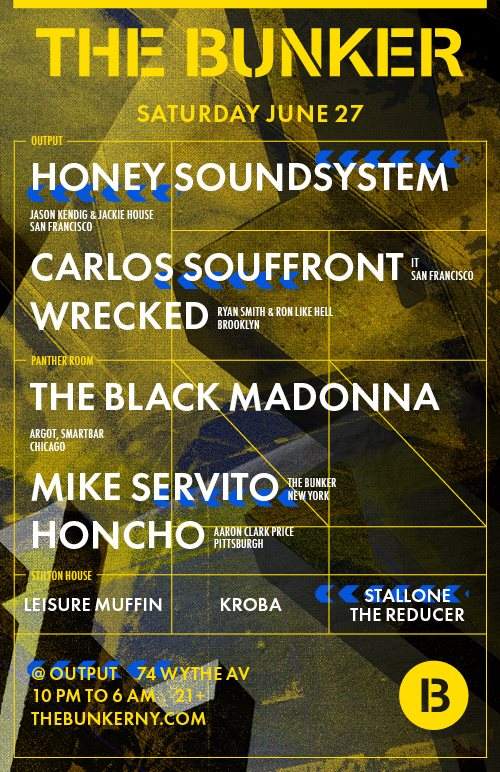 The Bunker & Wrecked Pride - Honey Soundsystem/ Carlos Souffront/ The Black Madonna + Much More - フライヤー裏
