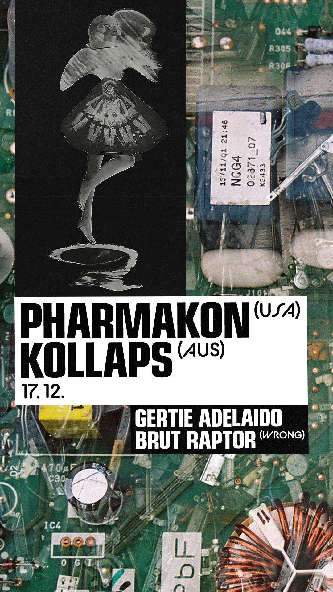 Pharmakon (USA) + KOLLAPS (AUS) + GERTIE ADELAIDO + BRUT RAPTOR (HYAEN B2B C4AT WRONG) - フライヤー表