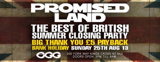 Promised Land Best Of British Pay Back Day & Night Party - Página frontal