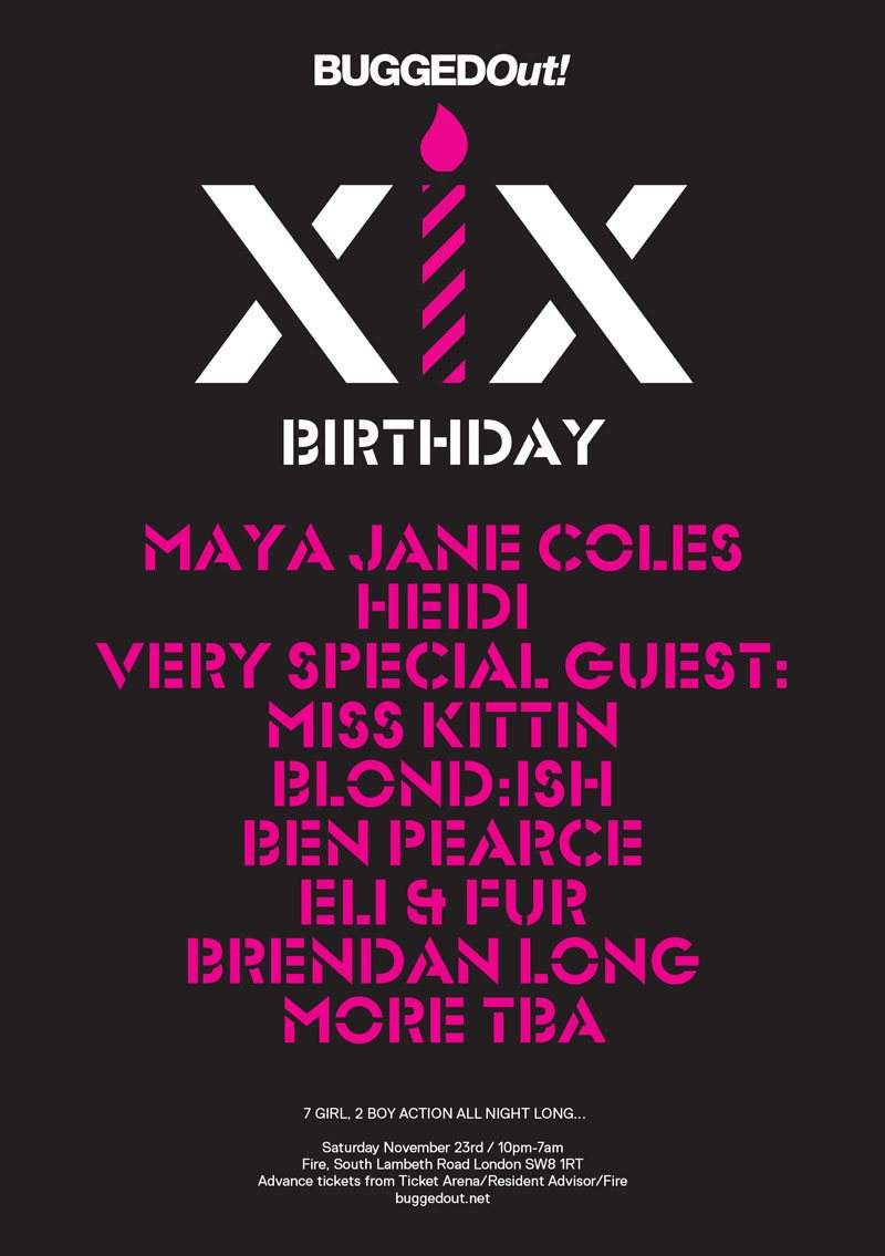 Bugged Out XIX Birthday: Maya Jane Coles, Heidi, Miss Kittin, Blond:Ish - Página frontal