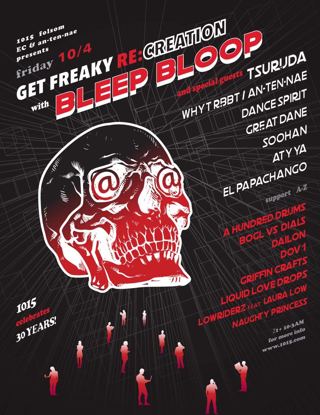 Get Freaky Anniversary: Bleep Bloop + Tsuruda - フライヤー表