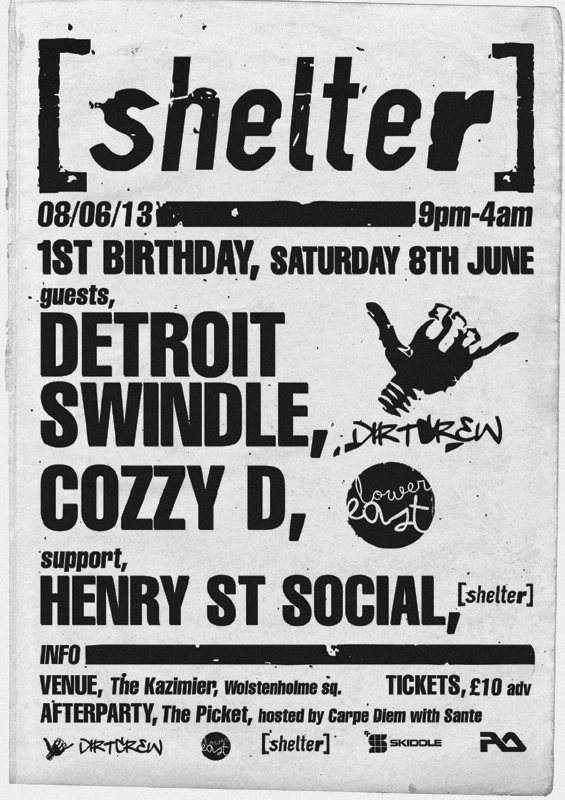 Shelter 1st Birthday (Liverpool).. Detroit Swindle, Cozzy D & Henry St Social - Página trasera