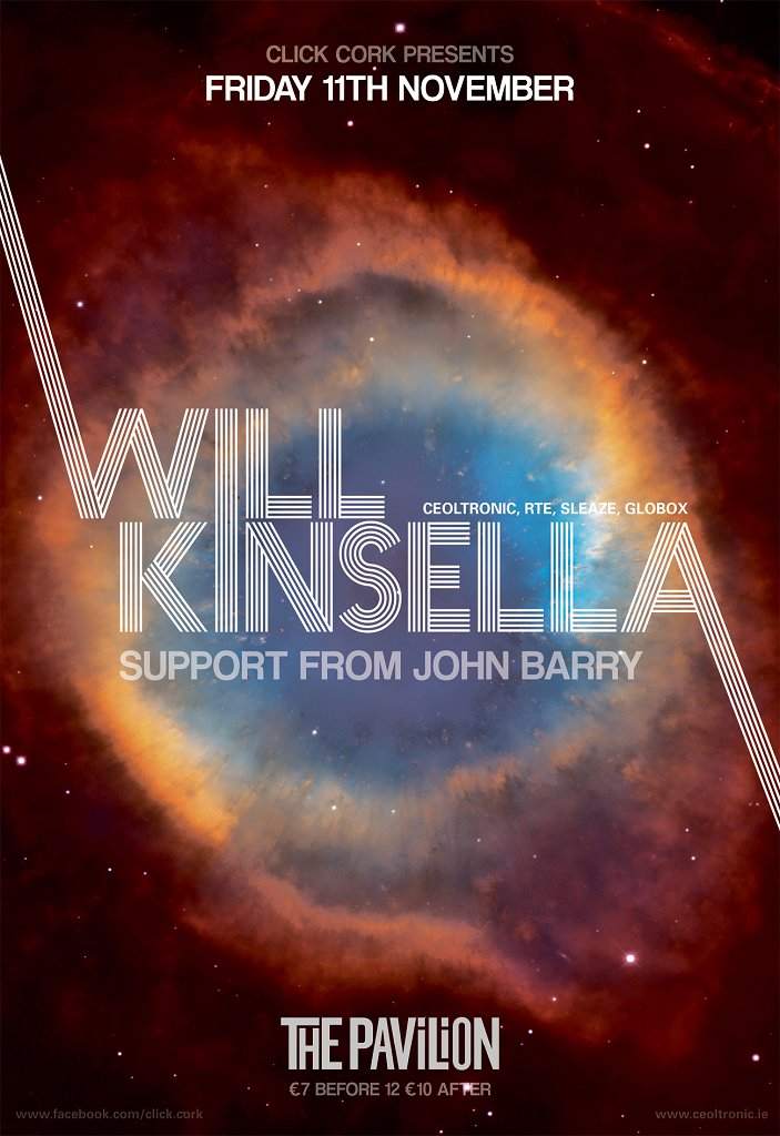 Click Cork present Will Kinsella - Support: John Barry - Flyer front