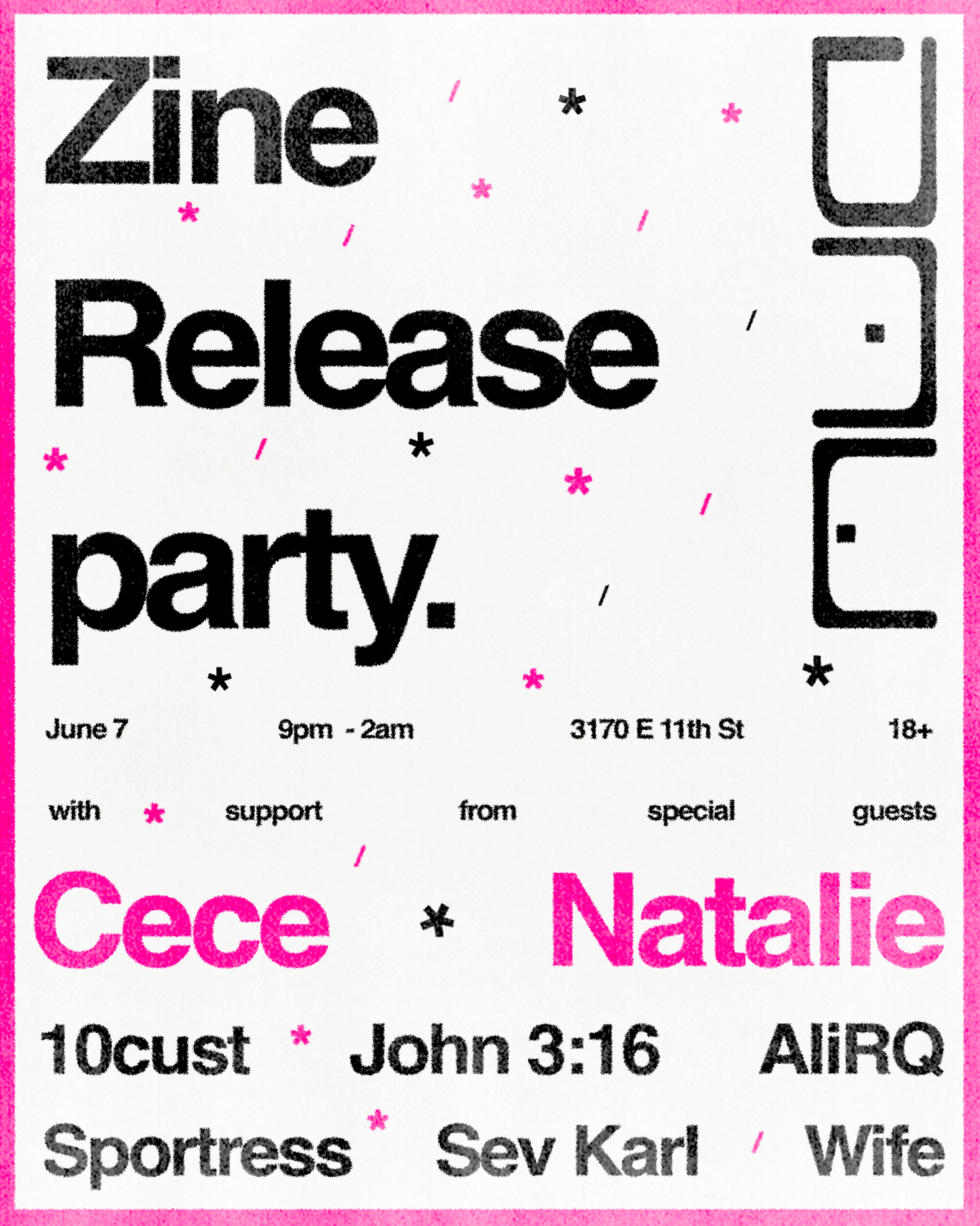 DAW Zine Release Party with Cece Natalie, 10cust, John 3:16