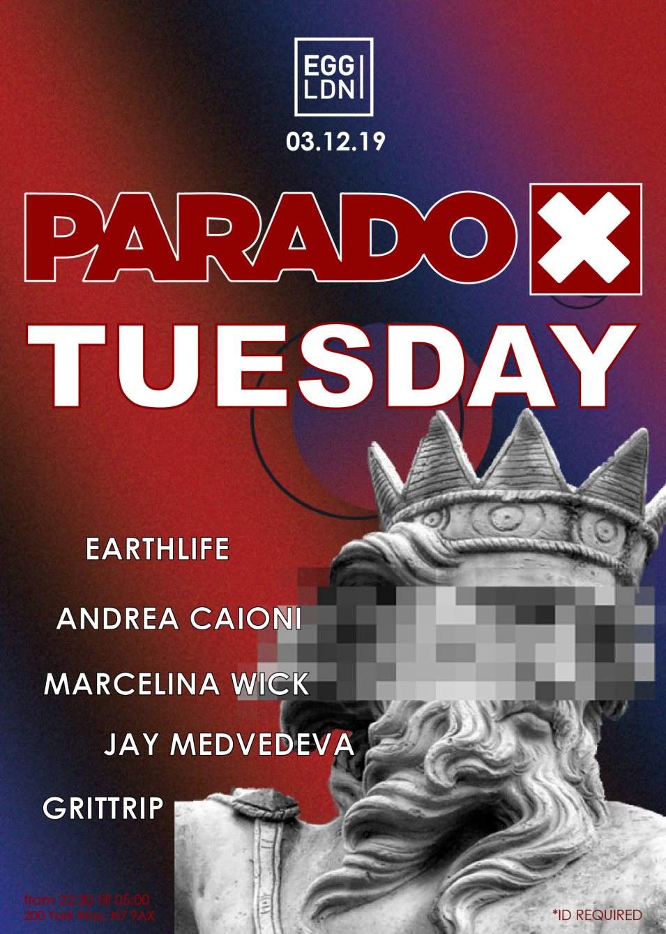 Paradox Tuesday at Egg London - フライヤー裏