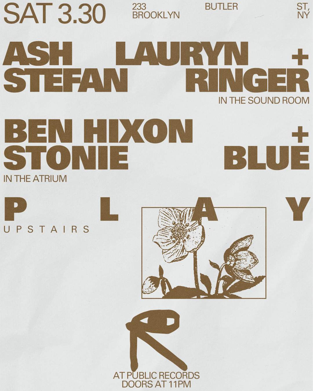 Ash Lauryn + Stefan Ringer / Ben Hixon + Stonie Blue / Play - フライヤー表