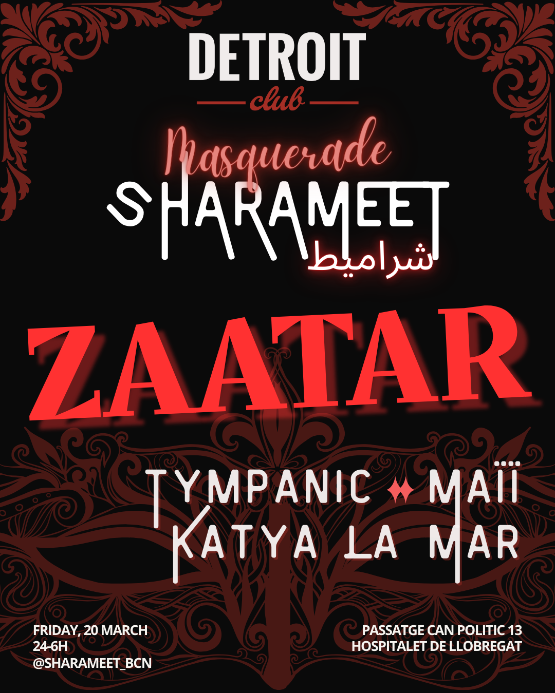 Sharameet Masquerade: Zaatar | Techno Arabe bei DETROIT CLUB, Barcelona