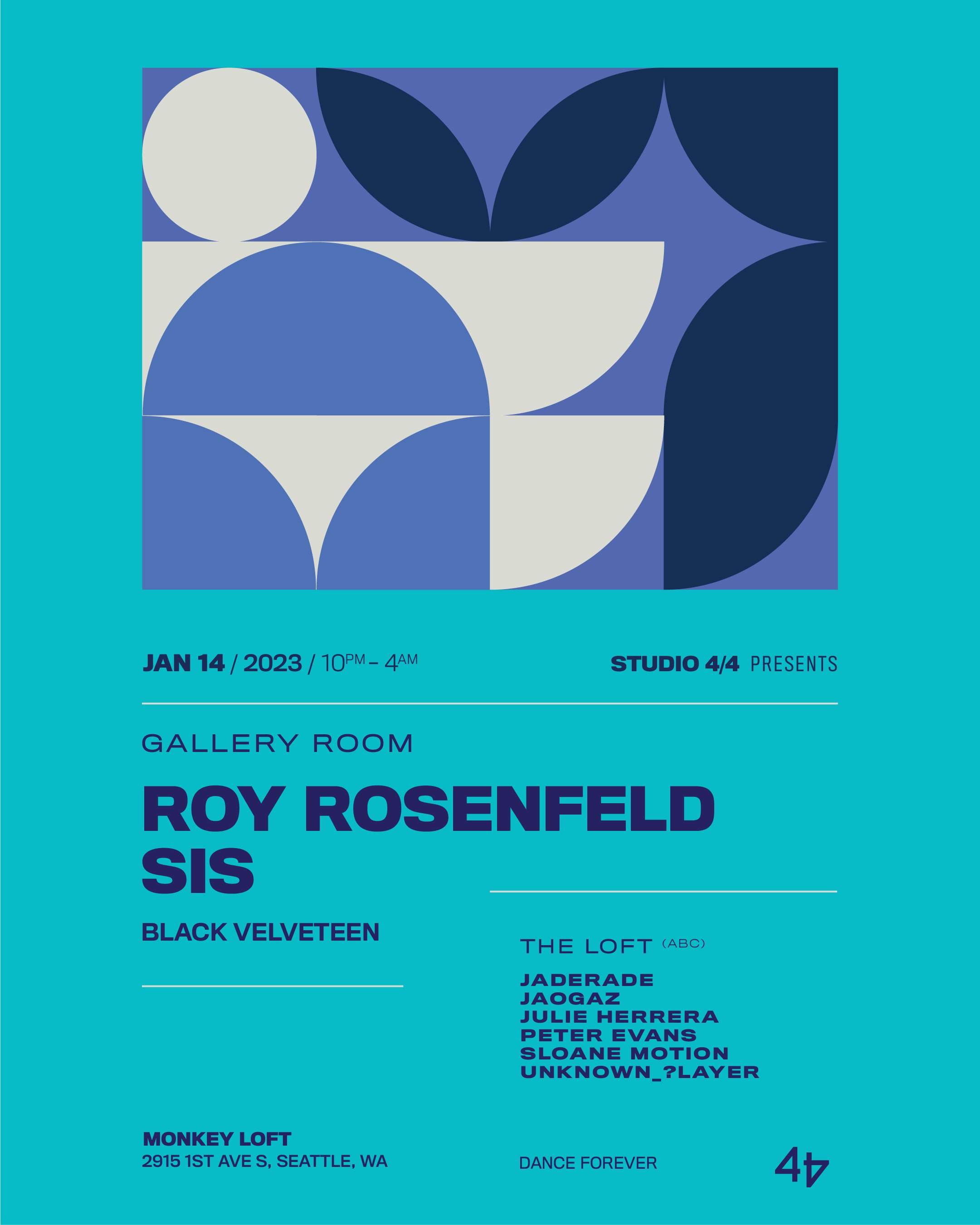 Studio 4/4 presents Roy Rosenfeld and SIS at The Monkey Loft, Seattle