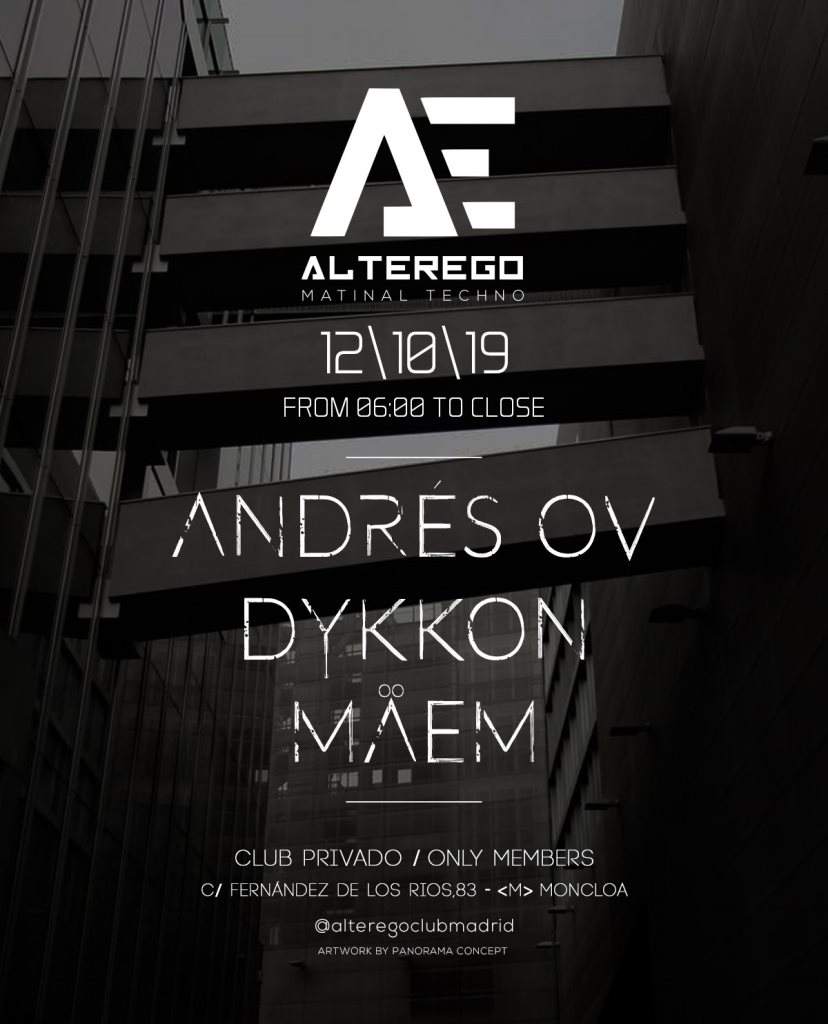 AlterEgo Club - Techno Matinal - Every Saturday Morning - フライヤー表