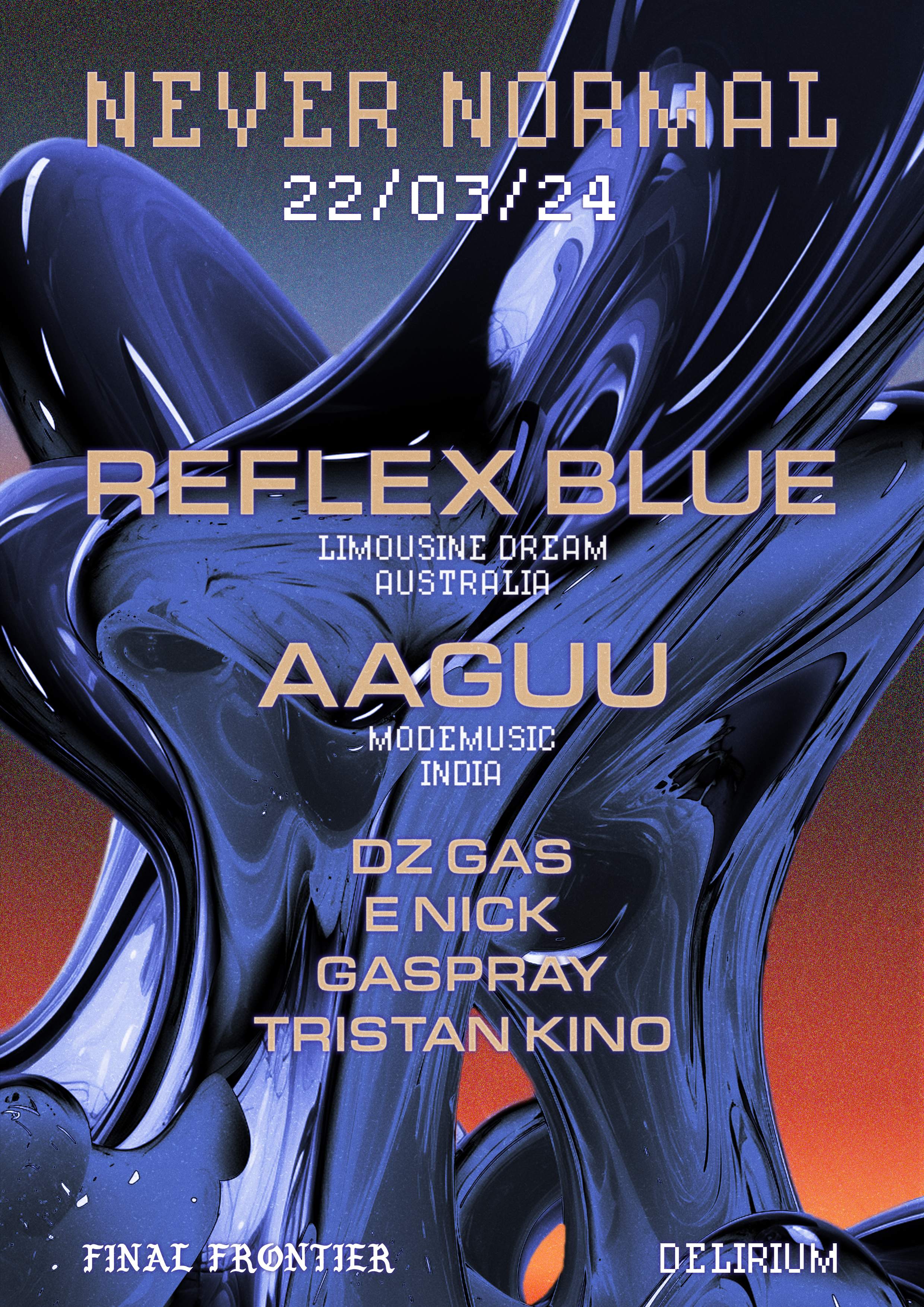 Final Frontier x Delirium present: Reflex Blue & AAGUU - Página frontal