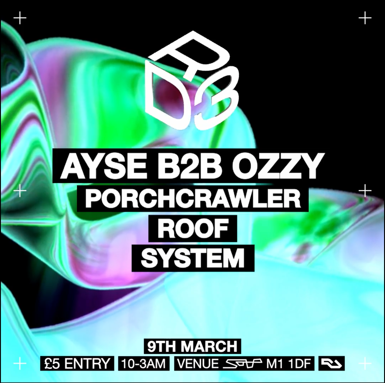 DR3 Sounds: AYSE b2b Ozzy, Porchcrawler, Roof & System - フライヤー表