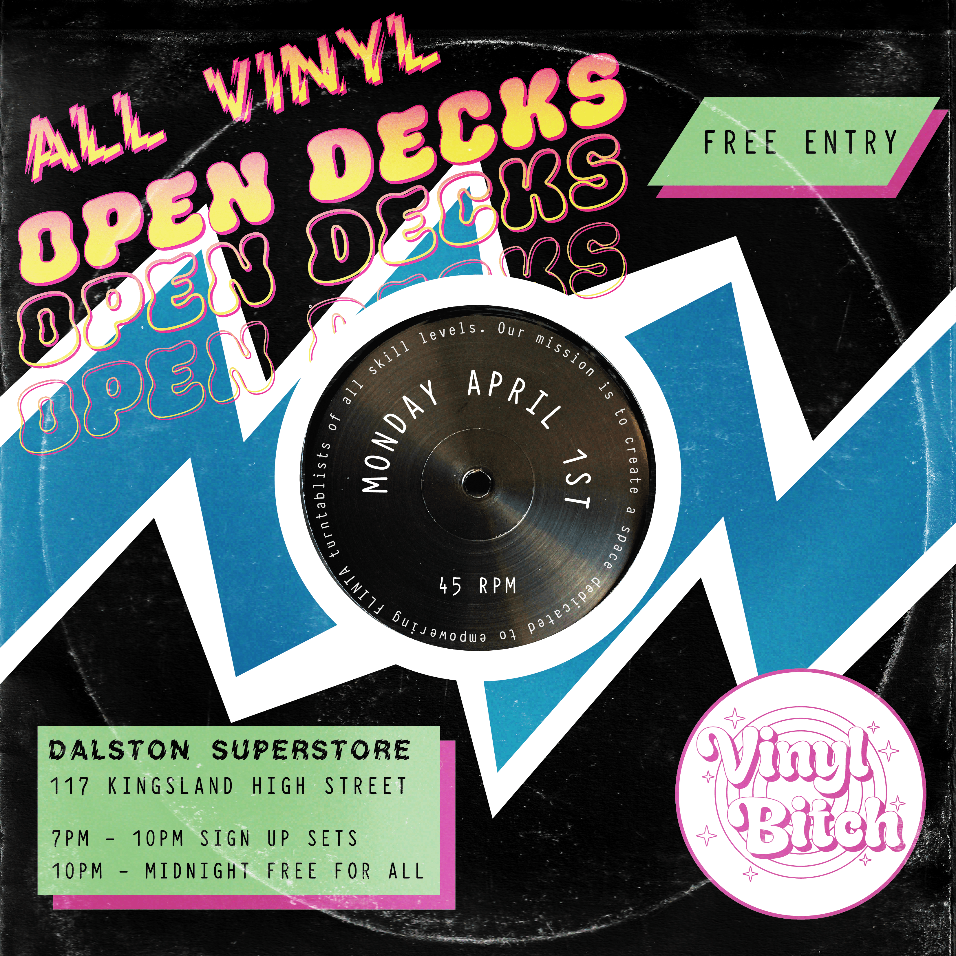 Vinyl Bitch Open Decks - フライヤー表