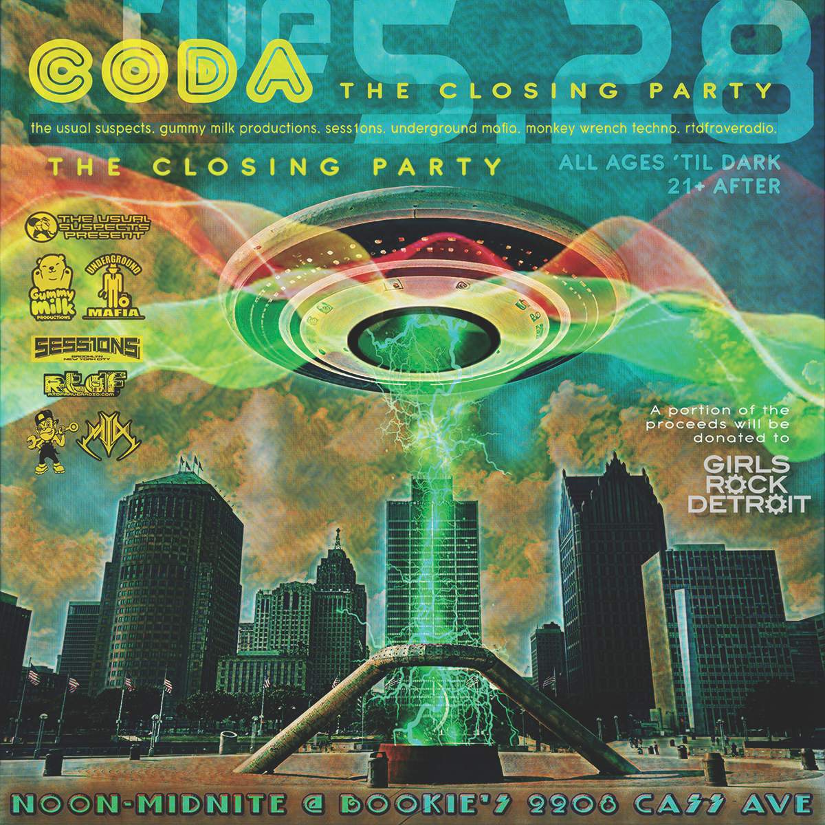 CODA: The Closing Party - Detroit Techno Militia, Frankie Bones, Alexander Technique + more - フライヤー表