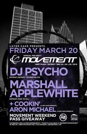 Official Movement Pre-Party with DJ Psycho, Marshall Applewhite, Cookin', and Aron Michael - Página frontal