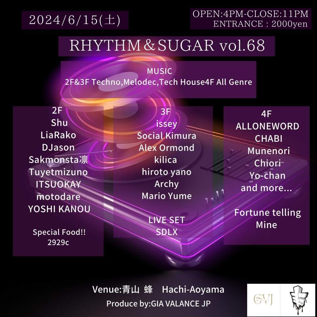 RHYTHM&SUGAR vol.68 at Aoyama Hachi, Tokyo