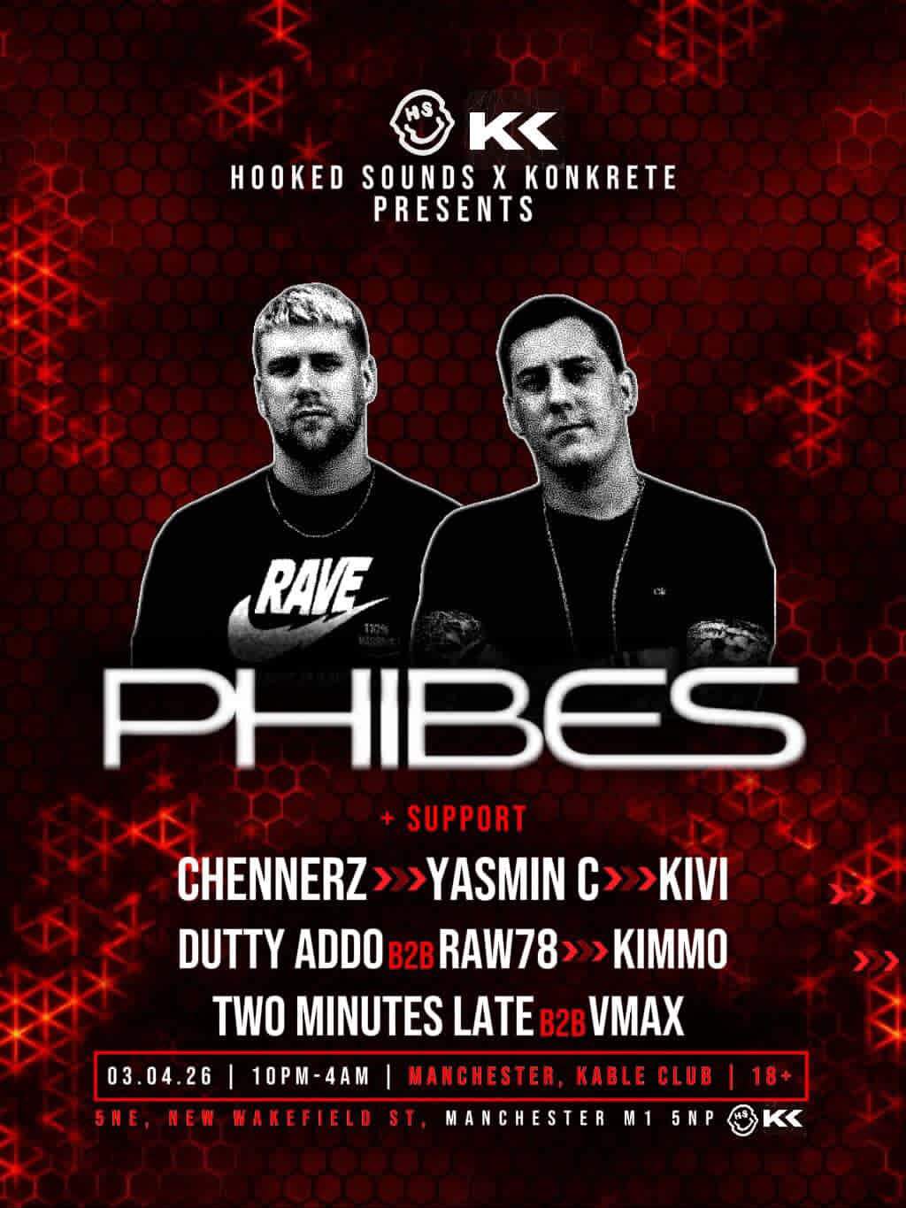 Hooked x Konkrete presents Phibes at Kable Club, Manchester