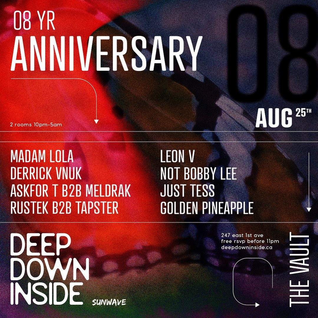 Deep Down Inside 8 Year Anniversary - Página frontal
