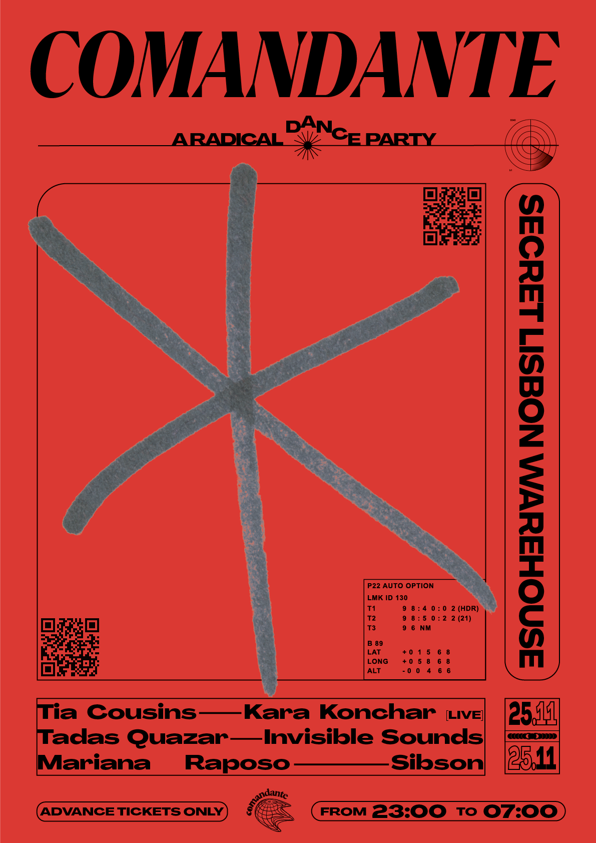Flyer for the first Comandante party, 25 November 2023