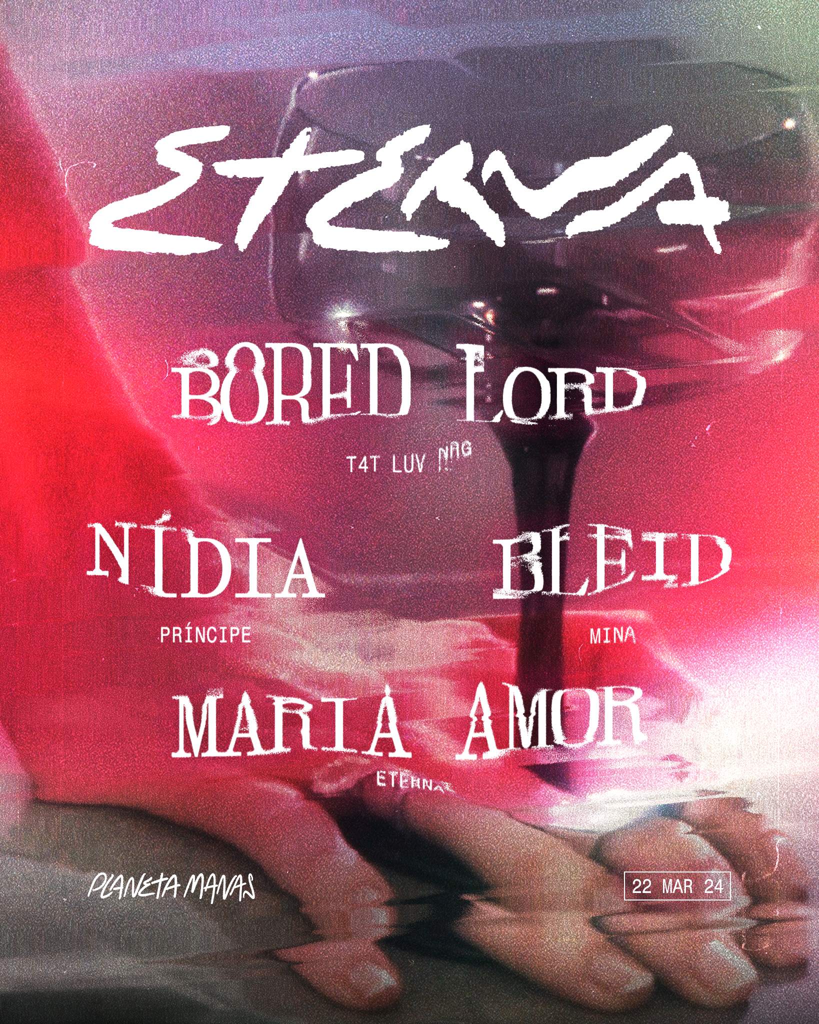 Eterna: Bored Lord, Nídia, BLEID & Maria Amor - Página frontal