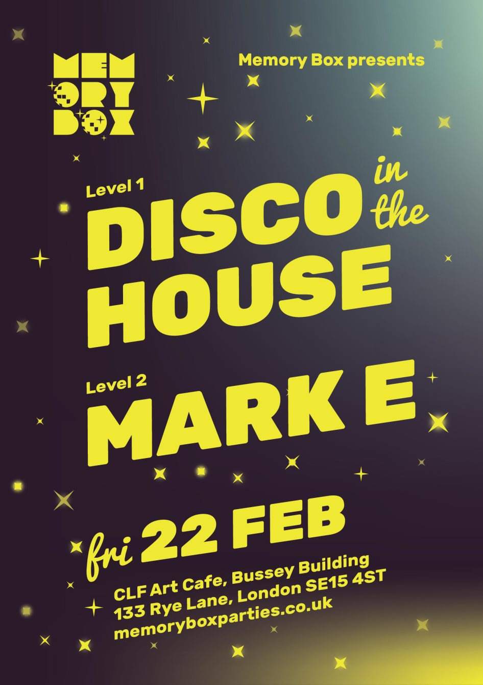 Disco in the House // Mark E - フライヤー表