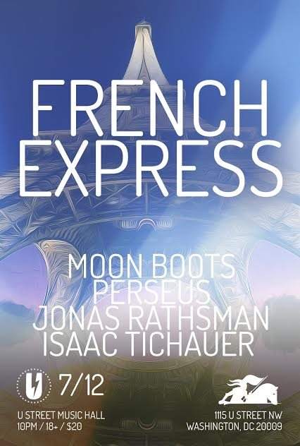 French Express Label Night: Moon Boots with Perseus, Jonas Rathsman, Isaac Tichauer - Página frontal