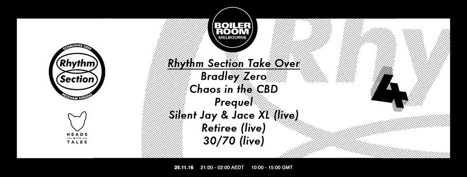 Boiler Room Melbourne: Rhythm Section Takeover - Página frontal