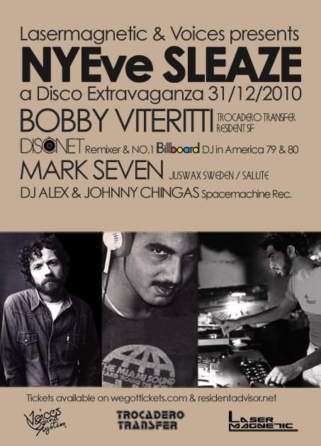 Lasermagnetic & Voices Nye Disco Sleaze with Bobby Viteritti, Mark Seven, Dj Alex & Johnny Hiller - Página frontal
