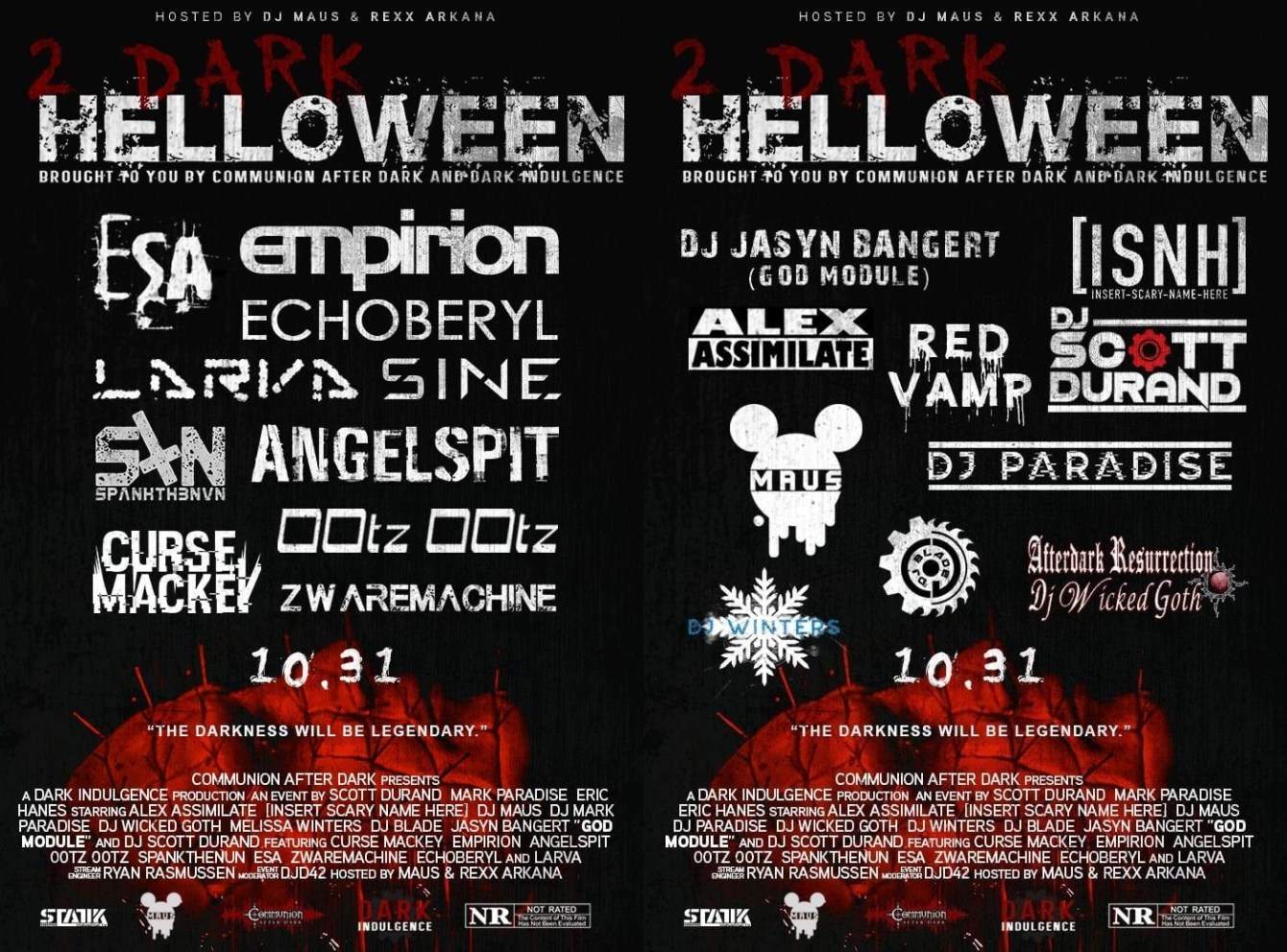 2 Dark Helloween - Industrial - EBM - Dark Techno Livestream Festival - フライヤー裏
