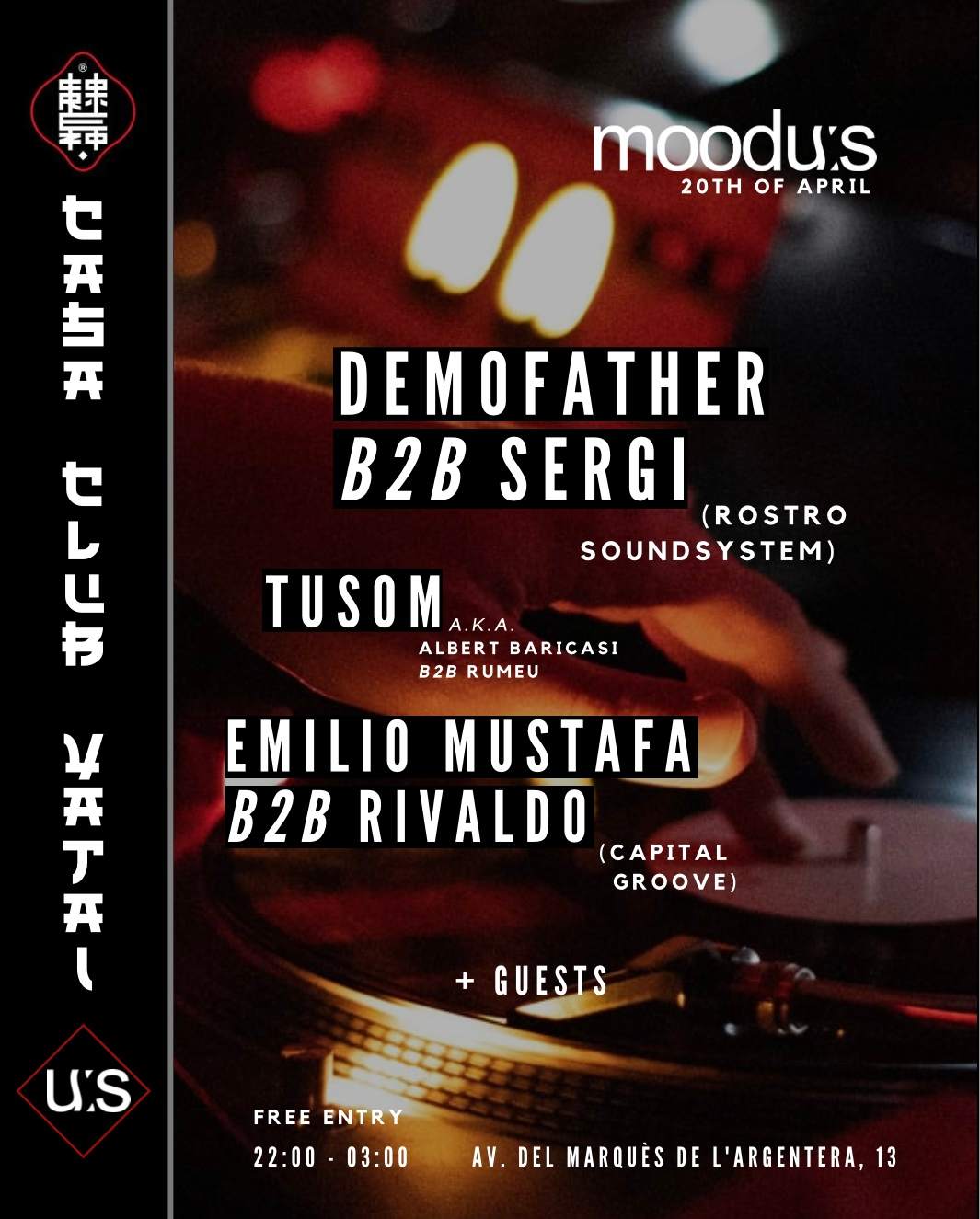 [POSTPONED] moodus invites: Sergi, Demofather, Tusom, Emilio Mustafa & Rivaldo - フライヤー表