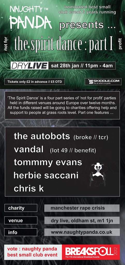 Naughty Panda presents The Spirit Dance 'Not For Profit' Part I with Vandal & The Autobots - Página frontal