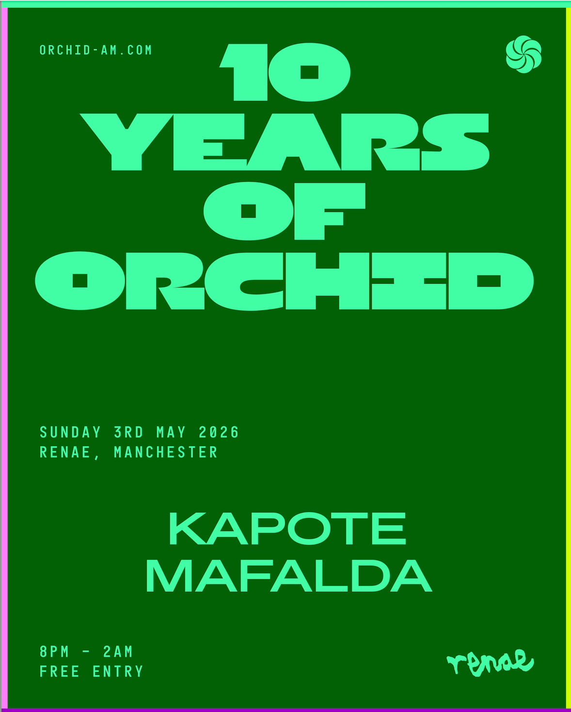 10 Years Of Orchid at renae, Manchester