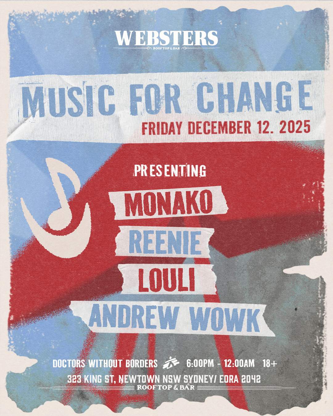 Music For Change x Webster's Rooftop at Webster's Rooftop and Bar, Sydney