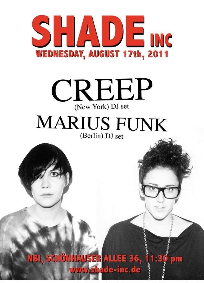 Shade Inc with Creep (Dj Set) and Marius Funk (Dj Set) - Página frontal
