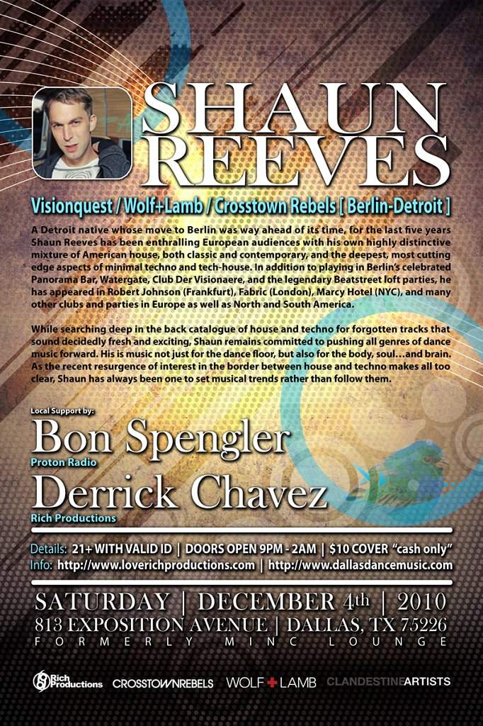 Rich Productions presents: Shaun Reeves (Visionquest / Wolf +lamb ...