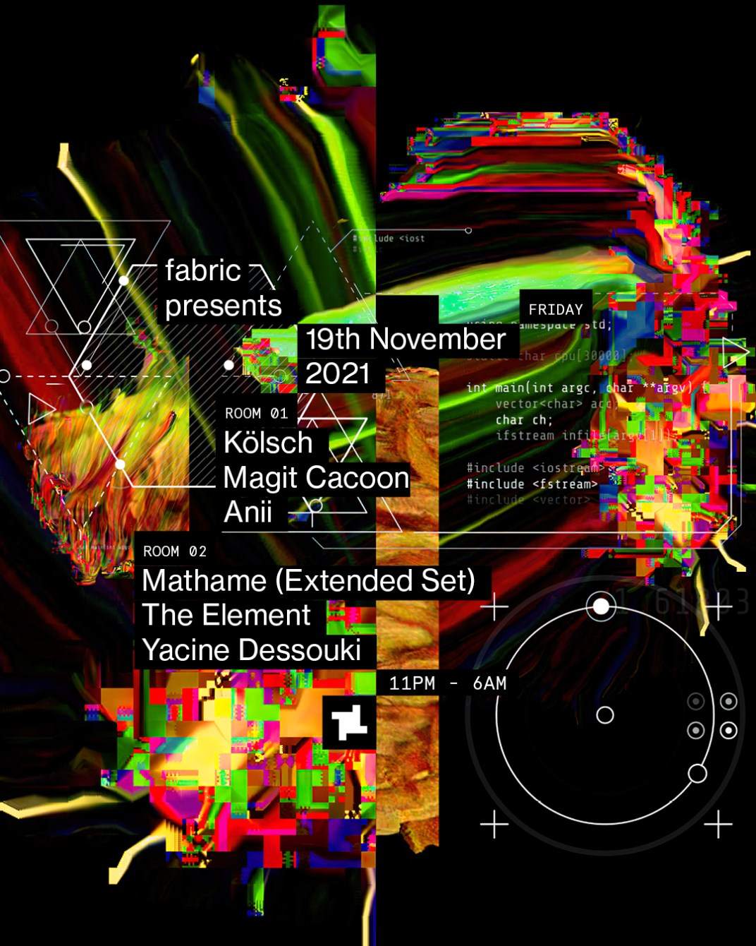 fabric presents: Kölsch, Magit Cacoon, ANII, Mathame, The Element & Yacine Dessouki - Página frontal
