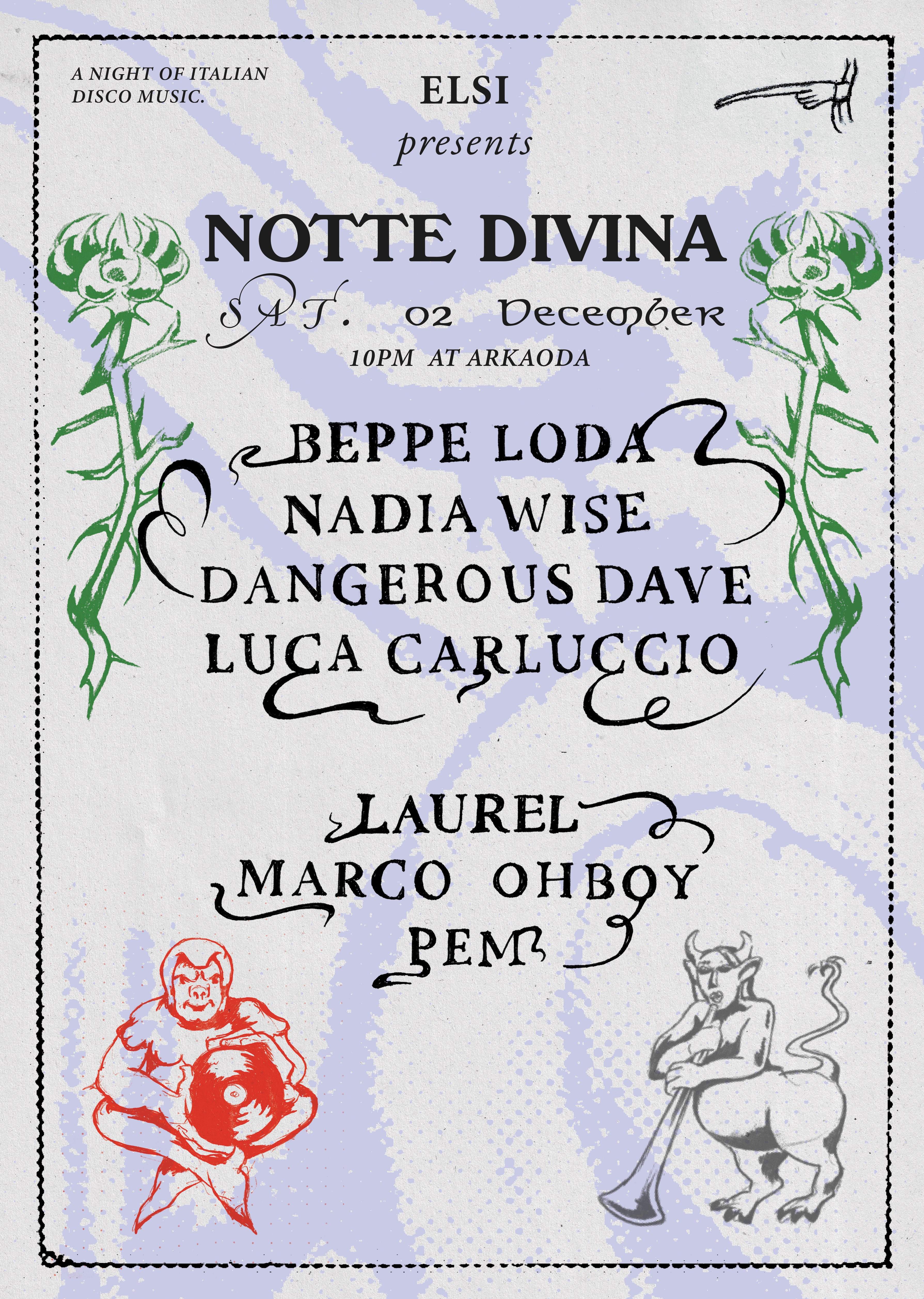 Notte Divina with Beppe Loda - フライヤー表
