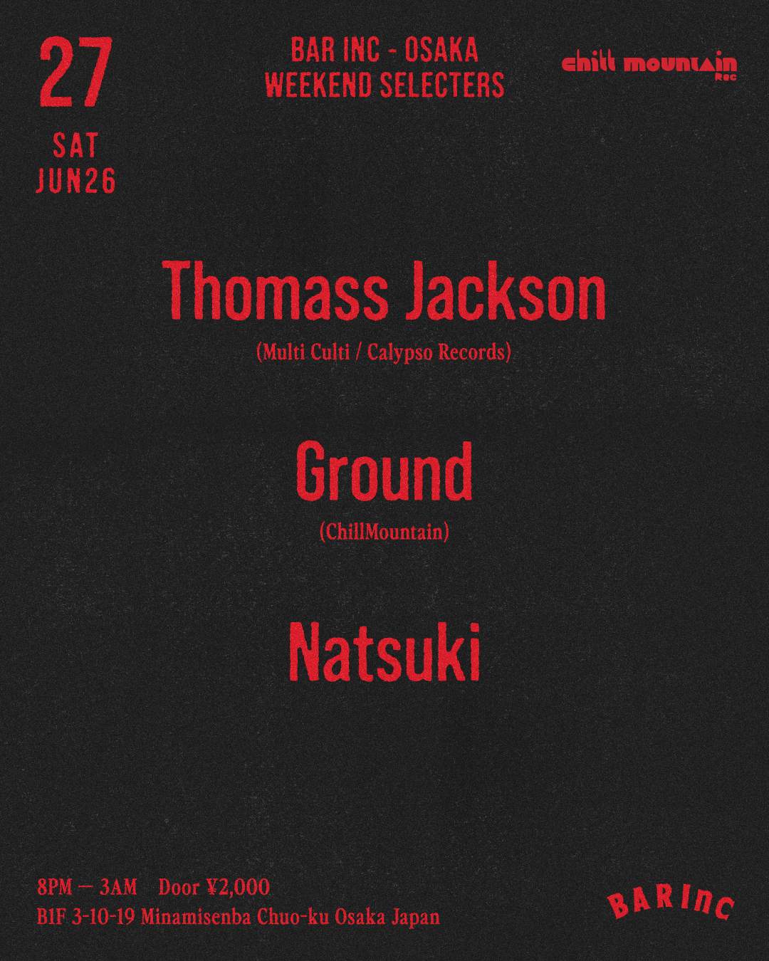 WEEKEND SELECTERS at BAR Inc, Osaka