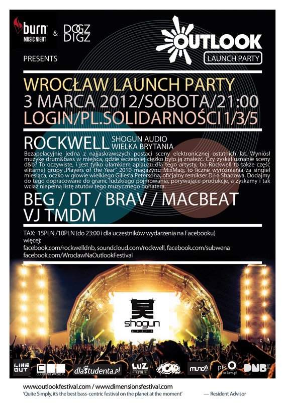 Outlook Festival Launch Party Wroclaw Pres. Rockwell - フライヤー表